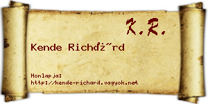 Kende Richárd névjegykártya