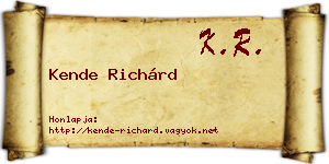 Kende Richárd névjegykártya